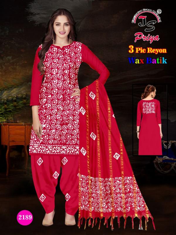 Js Priya Rayon Batic Special Cotton Designer Dress Material